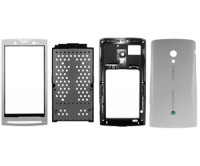 originální přední kryt + střední rám + kryt baterie + rám LCD Sony Ericsson X10 metallic white