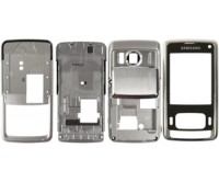 originální přední kryt + sklíčko LCD + střední rám + kryt kamery + vysouvací mechanismus Samsung G800 silver SWAP