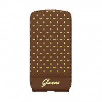 Guess pouzdro Gianina Flip Cognac pro Samsung i9505 Galaxy S4