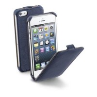 CellularLine pouzdro FLAP kožené modré pro Apple iPhone 5, 5S, SE