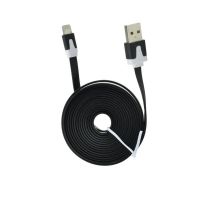 datový kabel USB Flat black s konektorem Lightning Apple iPhone 5, 6, 6S, 7, 7 Plus, 8, 8 Plus, X, XS, XS Max, XR, 11, 11 Pro, 11 Pro Max, SE (2020) 2m