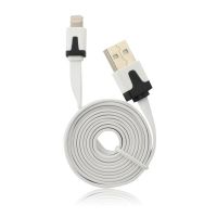 datový kabel USB Flat white s konektorem Lightning Apple iPhone 5, 6, 6S, 7, 7 Plus, 8, 8 Plus, X, XS, XS Max, XR, 11, 11 Pro, 11 Pro Max, SE (2020) 2m