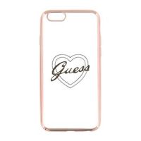 Guess pouzdro Signature Heart rose gold pro Apple iPhone 5, 5S, SE transparentní