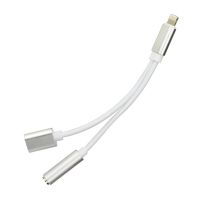 adaptér Jekod Lightning / Lightning + 3,5mm jack pro Apple iPhone 6, 6S, 7, 8, X, XS, XR, 11, 11 Pro, 11 Pro Max, SE (2020), 12, 12 mini, 12 Pro, 12 Pro Max, 13, 13 mini, 13 Pro, 13 Pro Max, SE (2022), 14, 14 Plus, 14 Pro, 14 Pro Max silver