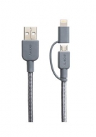 Originální datový kabel Sony CP-ABLP150H microUSB/Lightning FastCharge 2.4A grey 1.5m