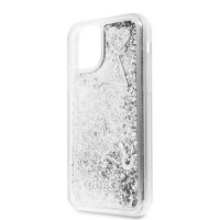 Guess pouzdro Glitter Hearts silver pro iPhone 11