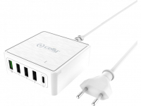 Nabíjecí stanice Celly PSUSBC60WWH 1x USB-C, 3x USB, 1x USB Qualcomm Quick Charge 3.0 60W, white