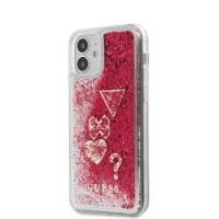 Guess pouzdro Liquid Glitter Charms Raspberry pink pro Apple iPhone 12 mini