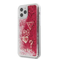 Guess pouzdro Liquid Glitter Charms Raspberry pink pro Apple iPhone 12 Pro Max