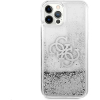 Guess pouzdro TPU Big 4G Liquid Glitter silver pro Apple iPhone 12, iPhone 12 Pro