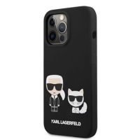 Karl Lagerfeld pouzdro Karl Lagerfeld and Choupette Liquid Silicone black pro Apple iPhone 13 Pro