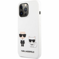 Karl Lagerfeld pouzdro Karl Lagerfeld and Choupette Liquid Silicone white pro Apple iPhone 13 Pro