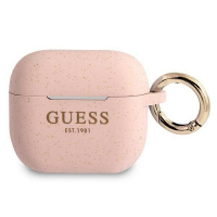 Guess pouzdro Silicone Glitter Printed Logo pro Apple AirPods 2021 MagSafe pink