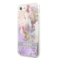 Guess pouzdro Flower Glitter purple pro Apple iPhone 7, 8, SE (2020), SE (2022)