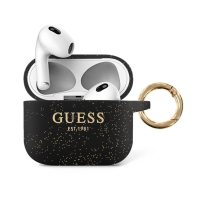 Guess pouzdro Silicone Glitter Printed Logo pro Apple Airpods 3 (2021) black