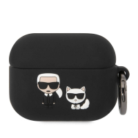 Karl Lagerfeld pouzdro Karl Lagerfeld and Choupette silikonové pro Apple AirPods Pro 2019 black