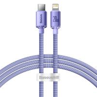 datový kabel Baseus Crystal Shine USB-C/Lightning FastCharge 3A 20W violet 1,2m