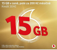 Vodafone SIM Předplacená karta 30 Zlatá karta 15GB + 50 Kč kredit