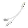 adaptér Jekod Lightning / Lightning + 3,5mm jack pro Apple iPhone 6, 6S, 7, 8, X, XS, XR, 11, 11 Pro, 11 Pro Max, SE (2020), 12, 12 mini, 12 Pro, 12 Pro Max, 13, 13 mini, 13 Pro, 13 Pro Max, SE (2022), 14, 14 Plus, 14 Pro, 14 Pro Max silver