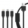 Datový kabel Maxlife 3v1 FastCharge 2.1A black microUSB+Lightning+USB-C 1m