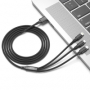 Datový kabel XO NB173 3v1 Fast Charge black microUSB+Lightning+USB-C 1m - 
