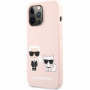 Karl Lagerfeld pouzdro Karl Lagerfeld and Choupette Liquid Silicone pink pro Apple iPhone 13 Pro Max