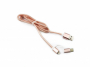 Opletený datový kabel Jekod Combo USB-C/microUSB FastCharge 2A pink 1m - 