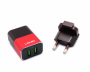 Cestovní nabíječka LDNIO A2206 s 2x USB výstupem 2.4A/12W black-red - 