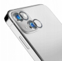 ochranné tvrzené sklo na sklíčko kamery s kovovým rámečkem 3mK Silver pro Apple iPhone 15, iPhone 15 Plus, 2ks