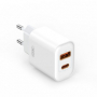 nabíječka XO CE12 PD QC 3.0 s výstupem USB-A 18W a USB-C 20W white - 