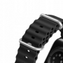 Dux Ducis výměnný silikonový pásek Ocean Wave pro Apple Watch, Watch 2, 3, 4, 5, 6, 7, 8, 9, 10, SE, SE 2. gen, verze 42, 44, 45, 49mm black