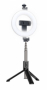 XO selfie tyč SS12 black pro telefony, fotoaparáty a akční kamery se stativem a kruhovým osvětlením