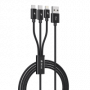 Datový kabel Devia 3v1 FastCharge 3A black microUSB+Lightning+USB-C 1.2m