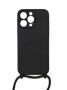 Pouzdro Jekod Silicone Case se šňůrkou na krk pro iPhone 15 Pro Max black - 